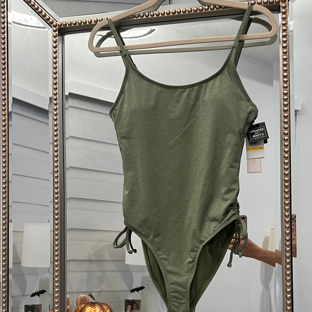 Elegant Olive Green One-Piece Swimsuit